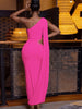 Elegant One Shoulder Yellow Maxi Dress for Women Sexy Bodycon Evening Party Gown with Cape Wedding Guest Prom
