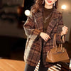 Plaid Suit Woolen Coat Women Autumn Winter Korean Loose Woolen Coat Mid-Length Wool Blazer Overcoat Woman Jacket
