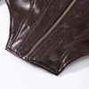 Street Women's Lace Up Leather Jacket Loose Solid Lapel Long Sleeve Belt Jackets Female Spring Lady Vintage Outwears