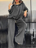 Solid Color Velvet Pants Sets Women Hoodie Pullover High Waist Drawstring Trousers Two Piece Set Female Autumn Winter