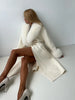 Women's Solid Color Lace Up Fur Collar Woolen Overcoat Bathrobe Style Long Loose Coat Advanced Atmosphere Autumn Winter Overwear