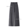 Modern Women's Pleated Wide Leg Pants Plus Size Casual Slant Pocket Draped Long Suit Trousers Work Office Lady Bottoms