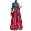 Autumn Winter African Dresses for Women African Long Sleeve Printing Polyester Red Blue Long Dress Maxi Dress African Clothes