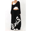 American Retro Letter Print Casual Pants Women Loose High Street Loose Oversize Sports Wide Leg Sweatpants Joggers Jazz Dancer
