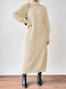 Winter Knit Dresses Women Turtleneck Straight Long Dress Autumn Solid Full Sleeve Thick Casual Vestidos Basis Lady