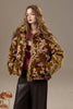 Women's Winter Down Jacket, Retro Floral Embroidery Stand Collar Puffer Coat, Romantic Thick Warm Padded Top