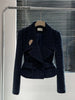 Autumn Winter Tweed Women's Suit High End Elegant Lapel Long Sleeve Short Jacket + Split Slim Skirt Solid Color 2 Piece Set