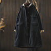 Women Vintage Hooded Button Parkas Plus Cotton Winter Coats Solid Color Patchwork Pockets Warm Long Parkas