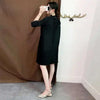 Women Pleated Single Breasted Dress Stand Theree Quarter Sleeve Tide Spring 2F0095