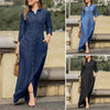 Autumn Elegant Women's Denim Dress Long Sleeve Buttons Shirt Long Dress Female Elegant Casual Ladies Clothes