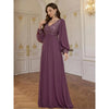 Elegant V-Neck Sequined Chiffon Evening Dress Glittering Formal Gown for Women for Weddings Celebrations Partie