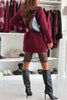 Solid Color Woolen Top + Dresses 2-piece Set For Women's Casual Winter Sexy Suspender Lace Ruffle Dress Female Suit