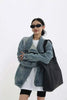 Women's Denim Coat Turtleneck Single Breasted Full Sleeve Patchwork Versatile Jacke Autumn 5R4436