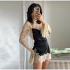 Elegant Satin Floral Lace Patchwork Mini Dress For Women Irregular Hem Long Sleeve Dresses Lady Chic Evening Party Vestidos