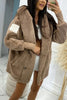 Lamb Leather Jacket Coat Women Long Sleeve Fleece Coats Outwear Buttoned Pocket Design Hooded Keep Warm Teddy Coat