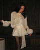 Female Long Flare Sleeves Lace Up Mini Dress Elegant Chiffon Ruffle High Waist Vestidos Autumn Woman Party Wear