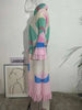 Maxi Pleated Dress For Women Lapel Single Breasted Long Sleeves Color Block Tassel Hem Loose Chic Clothing Autumn 2R5928