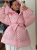 Autumn Winter Print Women's Cotton Jacket Loose Hooded Thicken Zipper Pockets Jackets Female Warm Full Sleeve Outwear