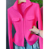 Zipper Short Knitted Cardigan Sweater Women's Spring Autumn Korean Versatile Coat Top Turn-Down Sweater Solid