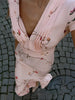 Elegant Printed V-Neck Long Dress Female High Waist Bandage Slim Contrast Party Dress Evening Women's Lace-Up Maxi Dress