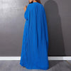 Autumn and Winter Women's Loose Round Neck Single Breasted Pleated Temperament Obese Women's Long Sleeved Dress