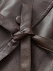 Woman Vintage Brown Lace Up Pu Leather Jacket Slim Fit Lapel Collar Long Sleeved Short Coats Fall Lady Chic Outfits
