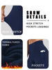 Womens Thermal Fleece Lined Leggings with Pockets, High Waisted Tummy Control Workout Winter Warm Thick Tights Pants