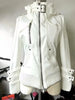 White Stand Collar Moto&Biker Coat Women American Vintage Long Sleeve Zipper Tops Mujer Spring Autumn Jackets