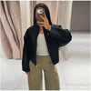 Women Solid Cropped Zip‑Up Knit Jacket Stand Collar Zipper Long Sleeve Loose Short Sweater Autumn Casual Commute Outerwear