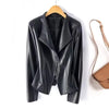 Leather Jacket Women's Short Slim Sheepskin Coat Spring Autumn Leather Jacket Long Sleeve Lapel Zipper Outwear