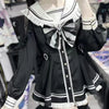 Japanese Style Gothic Y2k Lolita Bow Dress Shorts Set Women Vintage Sweet Long Sleeve Button Shirt Party Dresses Slim Mini Dress
