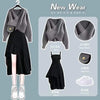 Spring Autumn Large Size Suit Women's Korean Knitted Sweater Irregular Suspender Dress Two-piece Suit