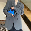 Korean Style Loose Black Blazers Ladies Spring Autumn Single Button Casual Suit Coat Woman Vintage Streetwear Clothes
