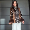 Leopard Print Women's Faux Fur Jacket Stand Neck Full Sleeve Slim Fitted Cropped Coats Female Autumn Winter Vintage Outwear