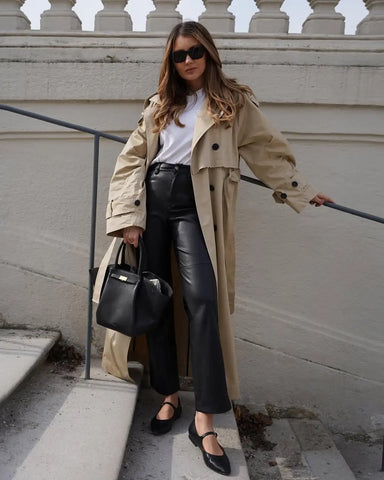 Women's Autumn Slim Trench Coats Solid Turn-Down Collar Long Sleeves Belt Decoration Double Breasted Female Coats