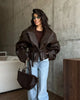 Casual Black Leather Lace Up Short Jacket Women Long Sleeve Zipper Lapel Loose Button Coat Lady Daily High Street Outerwear