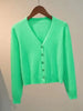 Sweater Knitted Cardigan Button Jacket Spring Autumn V-neck Long Sleeve Casual Short Tops For Women Sweater Grey White