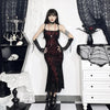Vintage Elegant Goth Dress Women Sexy Streetwear Fairy Grunge Aesthetic Cross Pattern Spaghetti Strap Party Dress Female