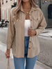 Autumn Winter Casual Single Breasted Pocket Jacket Solid Color Long Sleeve Corduroy Coats for Women Khaki Pink Red