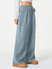 Women's Retro Corduroy Cargo Pants Casual Drawstring Straight Sports Pants Drape Daily Commuting Wide Leg Pants