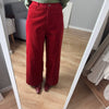Retro Red Mid-Waist Wide-Leg Straight Corduroy Long Pants For Women Autumn Winter