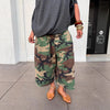 Women's Camouflage Wide Leg Pants Loose Casual High Waist Vintage Pockets Cropped Pants Harajuku Capris