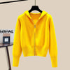 Autumn Winter Hooded Women's Knitwear Long Sleeve Zipper Slim Knitted Cardigan Female Casual Jacket Tops