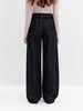 Fall Women‘s High Rise Raw Denim Barrel Leg Jeans, Slim Straight Horseshoe Trousers for Modern Minimalist Style