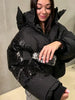 Water-reactive Leopard Pattern Women's Puff Jacket Stretch Cuff Zip Up Hooded Down Coat Unique Daily Warm Winter Lady Coats