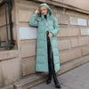 Cotton Coat Long Parka Coat Jacket Women Autumn Winter Thick Warm Coats Woven Block Hooded White Down Parkas