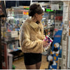 Retro Faux Fur Short Coat Women Elegant Casual Plush Lapel Single Breasted Coats Female Winter Classic Chic Street Outwear