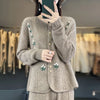 Autumn Winter Round Neck Embroidery Comfortable Ladies Sweater Coat Elegant Women Knitted Cardigan Sweater Jacket