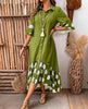 Polka Dot Printed Dress For Women Elegant Commuting Loose Lapel Single Breasted Flared Sleeves Spliced big Hem Dresses
