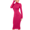 Winter Black Turtleneck Sexy Women Dress Autumn Long Sleeve Skinny Midi Boydcon Casual Blue Plush Knee-Length Party